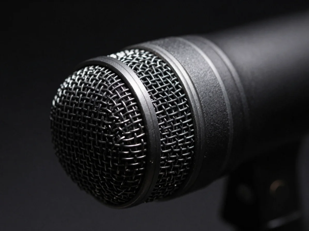 close-up macro shot of a ribbon microphone element with detailed